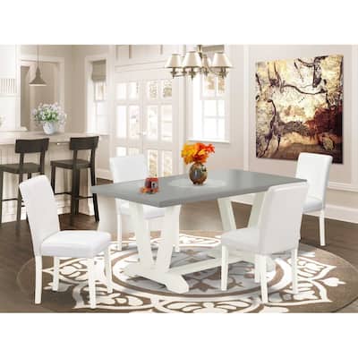 HomeStock 5-Pc Rectangle Natural Oak Finish Solid Wood Top Dining table with 4 Chairs