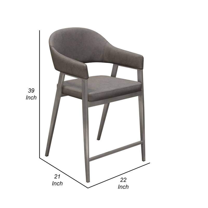 Arie Counter Height Chair Set of 2, Gray Faux Leather Seat and Back