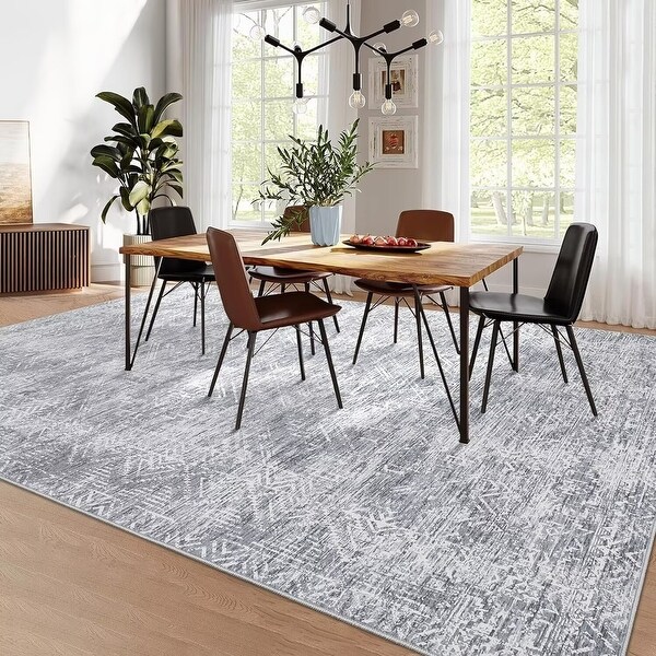 Vintage Geometric Rug Washable Indoor Bedroom Rugs Non Slip Low