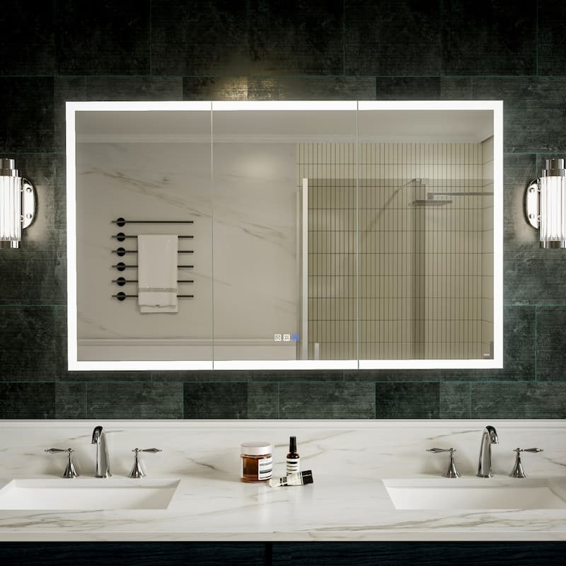 Modland 36"-48"W x 30"H LED Bathroom Medicine Cabinet Dimmable Anti-Fog,Recessed or Surface Mount - 48X30