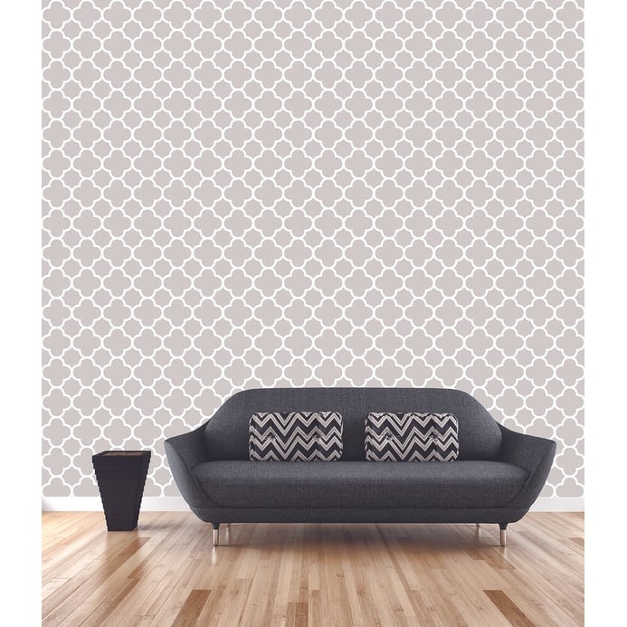 Brewster Origin Grey Quatrefoil Wallpaper - 20.5in x 396in x 0.025in