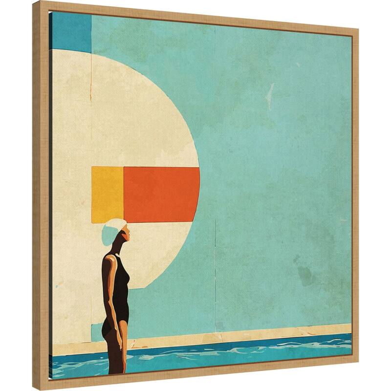 Mid Century Pool by Layla Oz Framed Canvas Wall Art Print