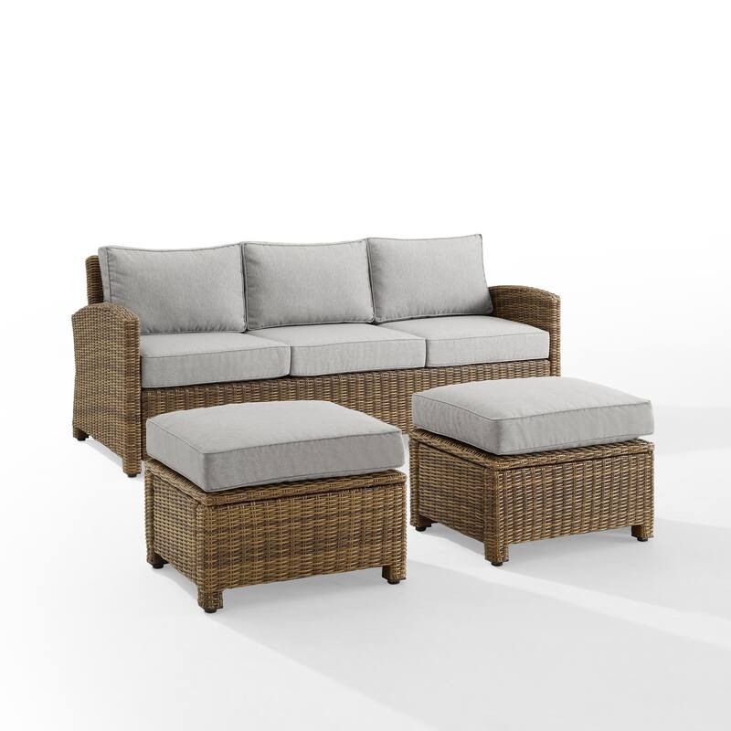 Crosley Bradenton 3Pc Outdoor Wicker Sofa Set - 81 "W x 75 "D x	32.5 "H