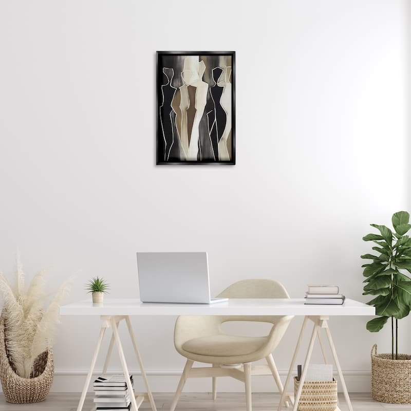 Stupell Earthy People Silhouettes Framed Floater Canvas Wall Art Design By LSR Creative Studio