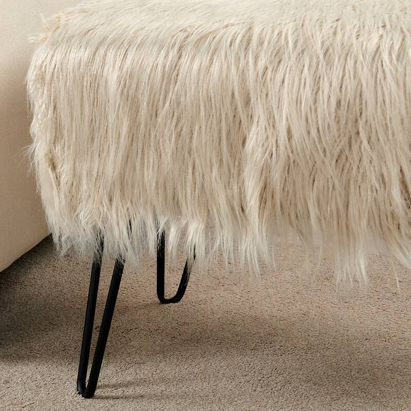 Mongolian Fauxfur Ottoman