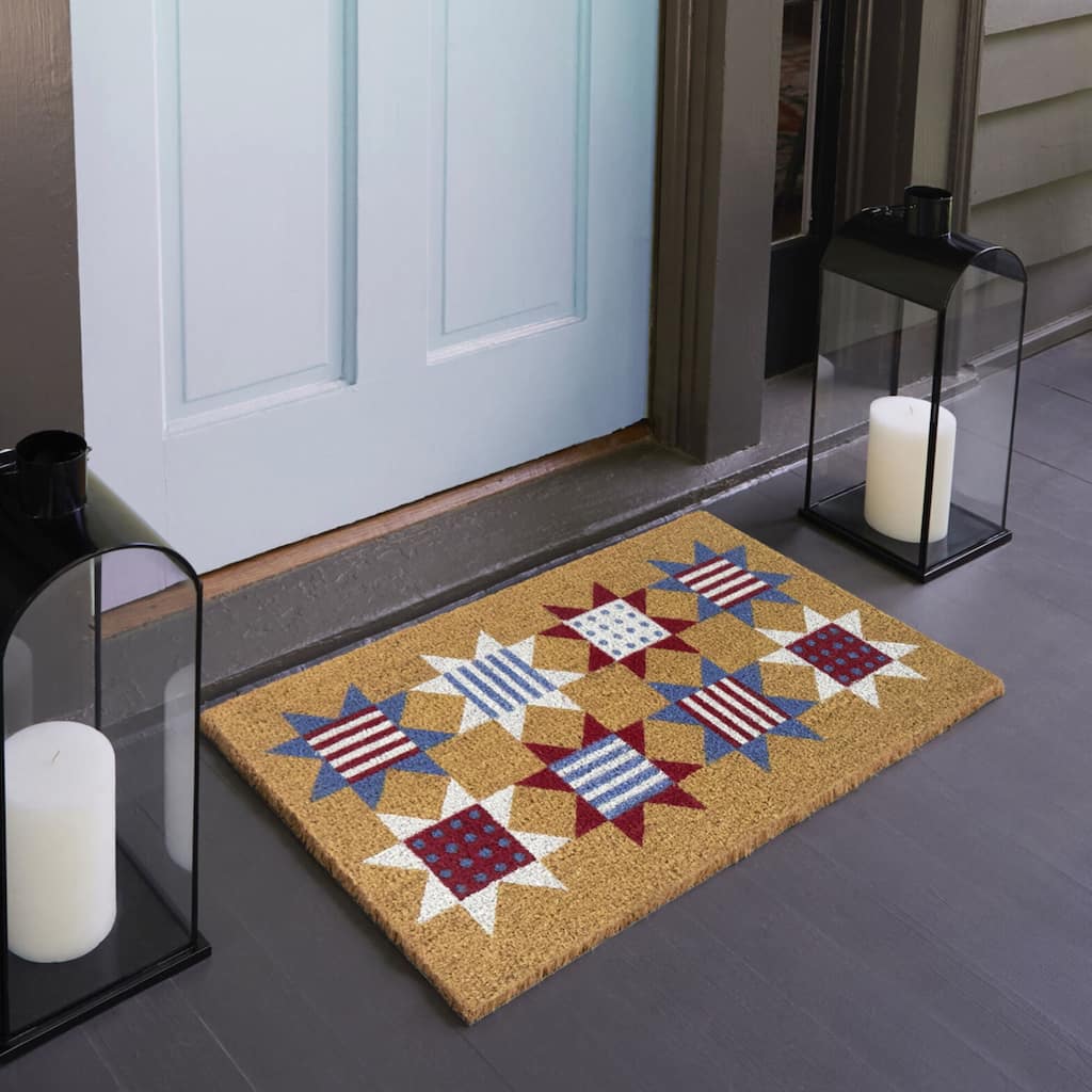 4th of July Patchwork Stars 18" x 30" Doormat