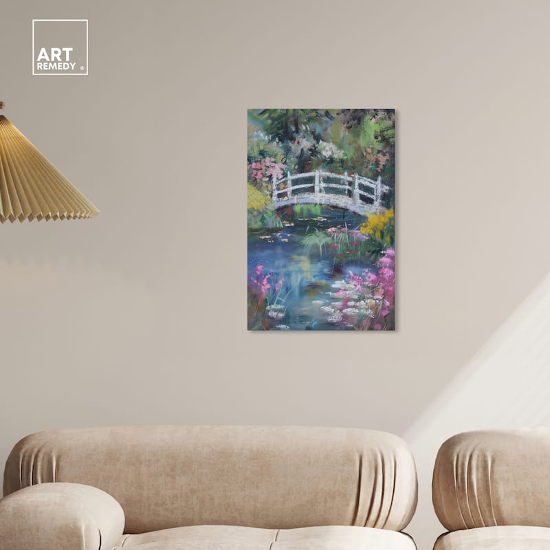 Art Remedy Hidden Garden Gallery Wrapped Impressionism 1 Piece Canvas Wall Art /Monet And Van Gogh Inspired Art