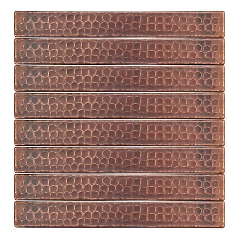 1" x 8" Hammered Copper Tile - Quantity 8 (T18DBH_PKG8)