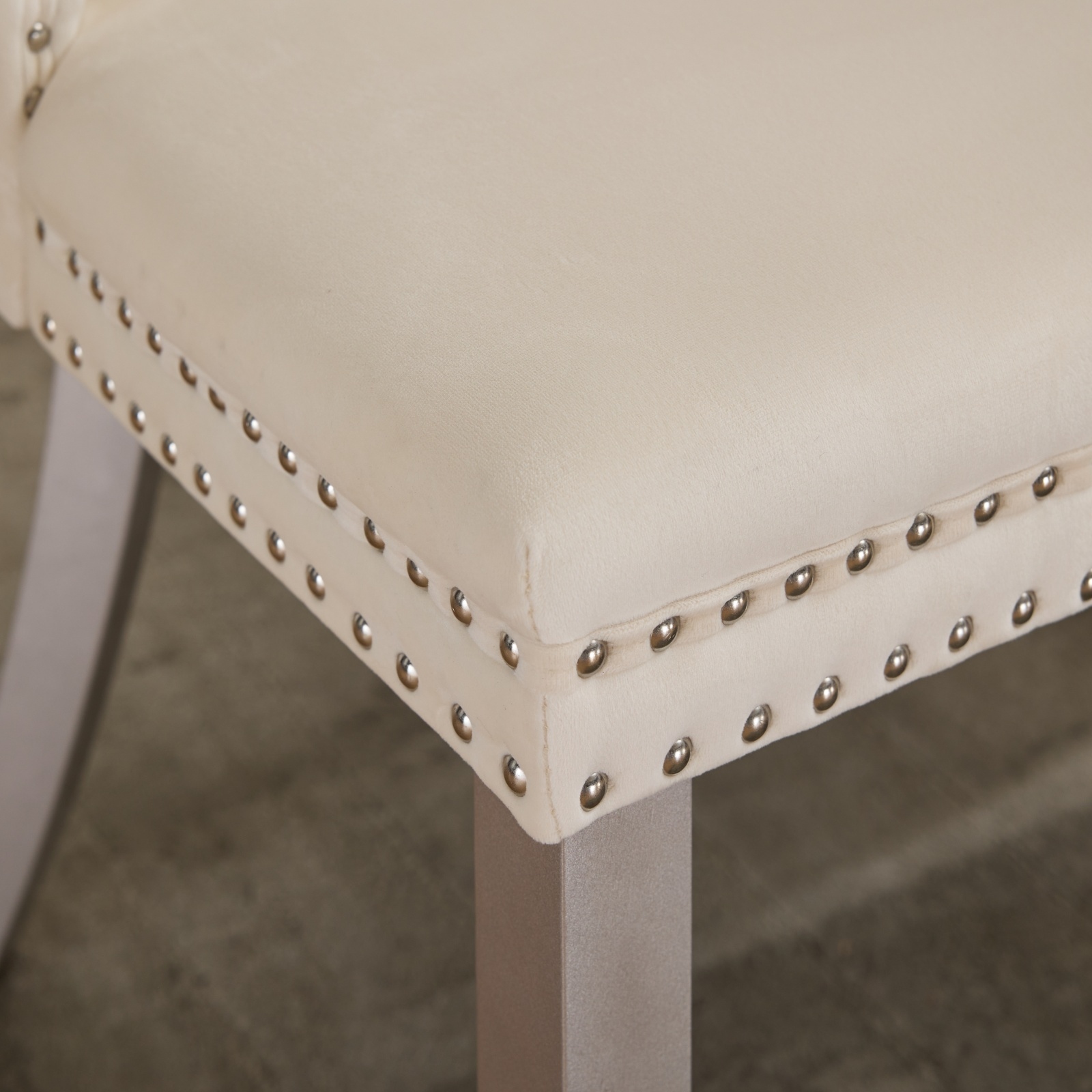 Nikki Collection Modern High-end Tufted Velvet Upholstered Dining Chair with Wood Legs Nailhead Trim 2-Pcs Set