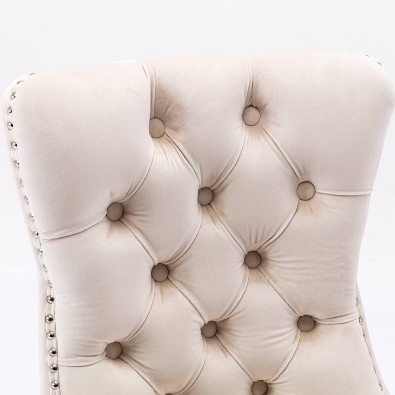 Tufted Solid Wood Velvet Dining Chair,2-Pcs Set