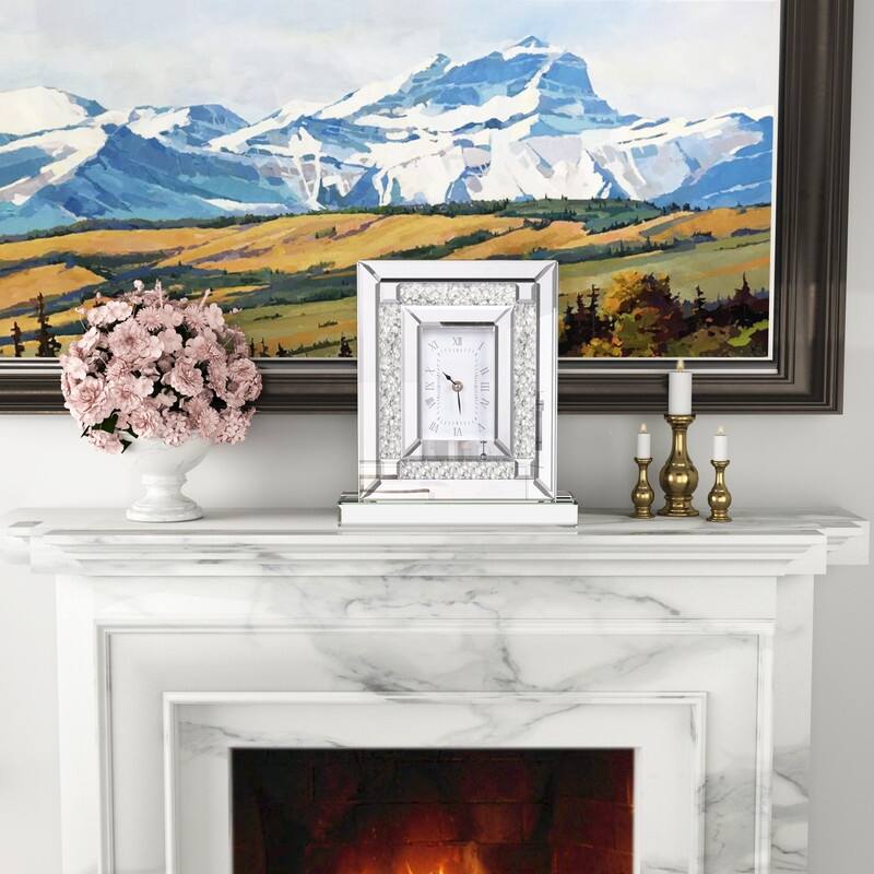 Desk Clock Large Wall Clock Crushed Diamond Mirrored Clock Table Top Decorative Clock for Home Decoration - 12x4x13 inch