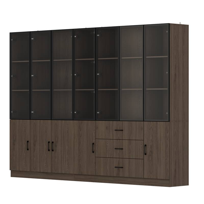 Aluminum and Glass Lighted Cabinet Customizable for Buffet/Bookshelf