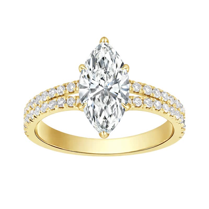 Auriya 14K Gold Marquise Lab Grown Diamond Split Shank Engagement Ring 1.43 - 5.86ct. tw. (F-G, VS)