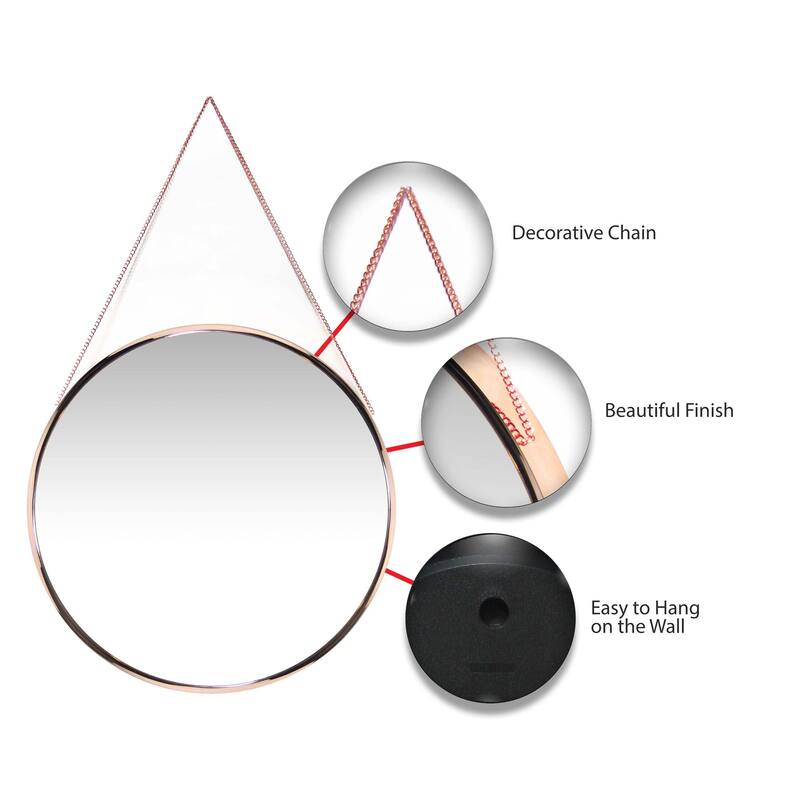 Carson Carrington Kabbo Pink Rose Gold Round Wall Mirror - 17.5 x 1.75 x 17.5 - 17.5 x 1.75 x 17.5