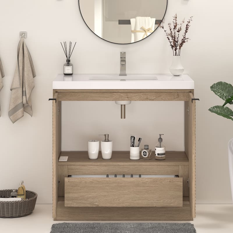 Milano 36" Freestanding Bathroom Vanity with Reinforced Acrylic Sink