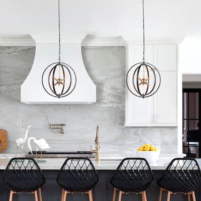 Mid-century Modern Frame 6-light Pendant Lights Globe Ceiling Chandeliers - D18" x H22.5"