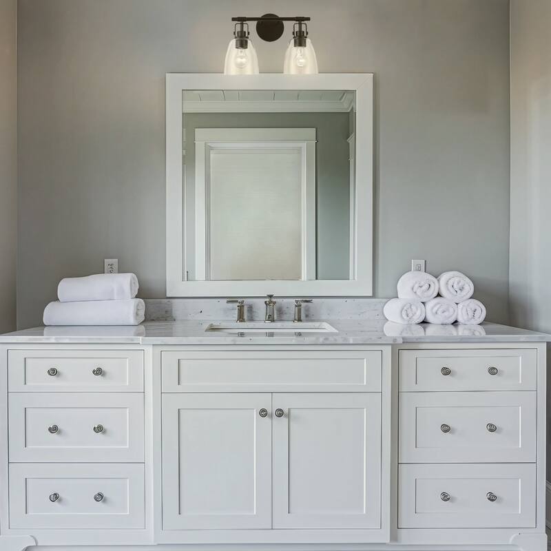 Brilliance Modern Farmhouse 2-Light Black Vanity Light - 14.6"L x 7"W x 10.6"H