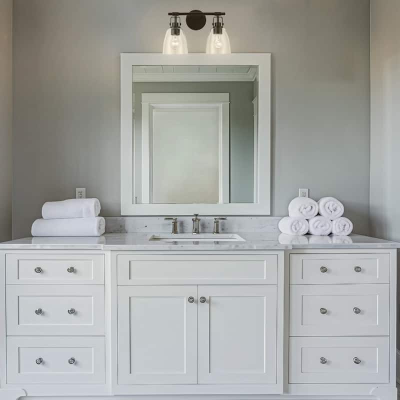 Modern Brilliance Farmhouse 2-Light Black Vanity Light - 14.6"L x 7"W x 10.6"H