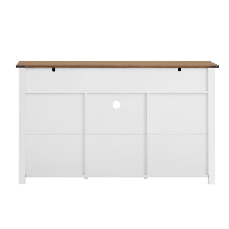 Farmhouse 55" Sideboard with 2 Sliding Barn Doors and 3 Drawers for Stylish Home Storage Solution