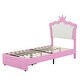 preview thumbnail 5 of 7, Twin Size Upholstered Bed Frame with LED Lights, Crown Headboard and 2 Drawers