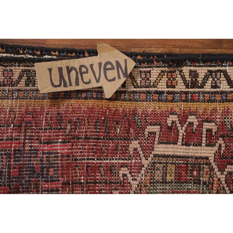 Red Gharajeh Persian Vintage Runner Rug Handmade Wool Carpet - 1'11"x 4'11"