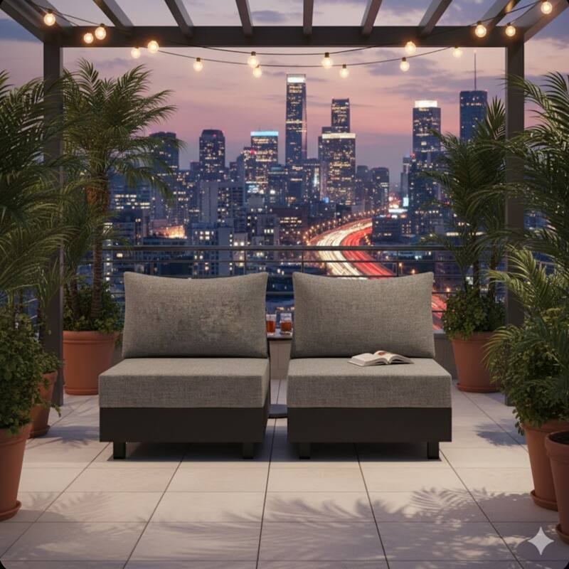 2-Piece Gray Aluminum Modular Armless Chairs