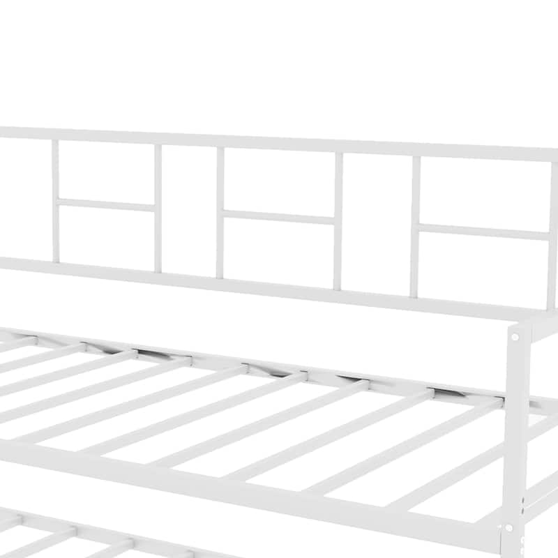 Twin White/Black Pull-out Metal Bed