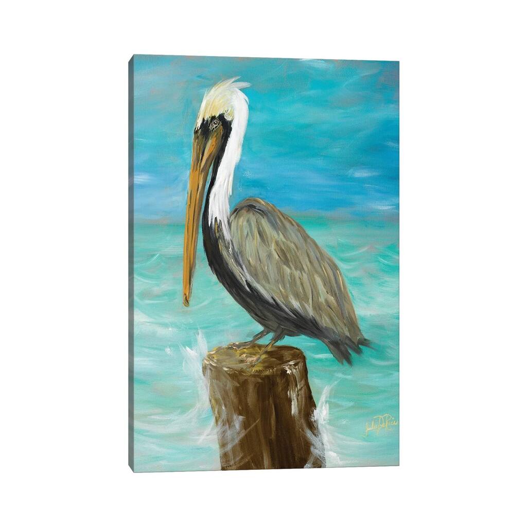 iCanvas "Single Pelican on Post" by Julie Derice Canvas Print