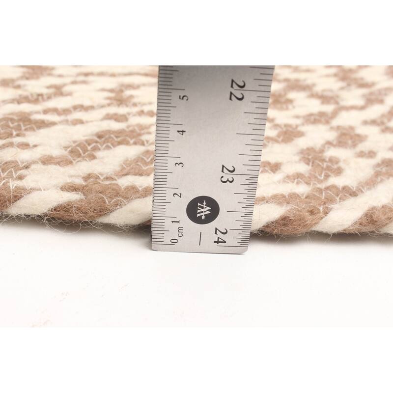 ECARPETGALLERY Braid weave Sienna Tan Wool Rug - 3'11 x 3'11