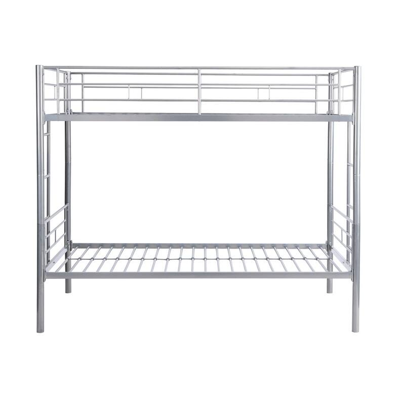 Industrial Modern Twin over Twin Metal Bunk Bed with 2 Stairs, Save