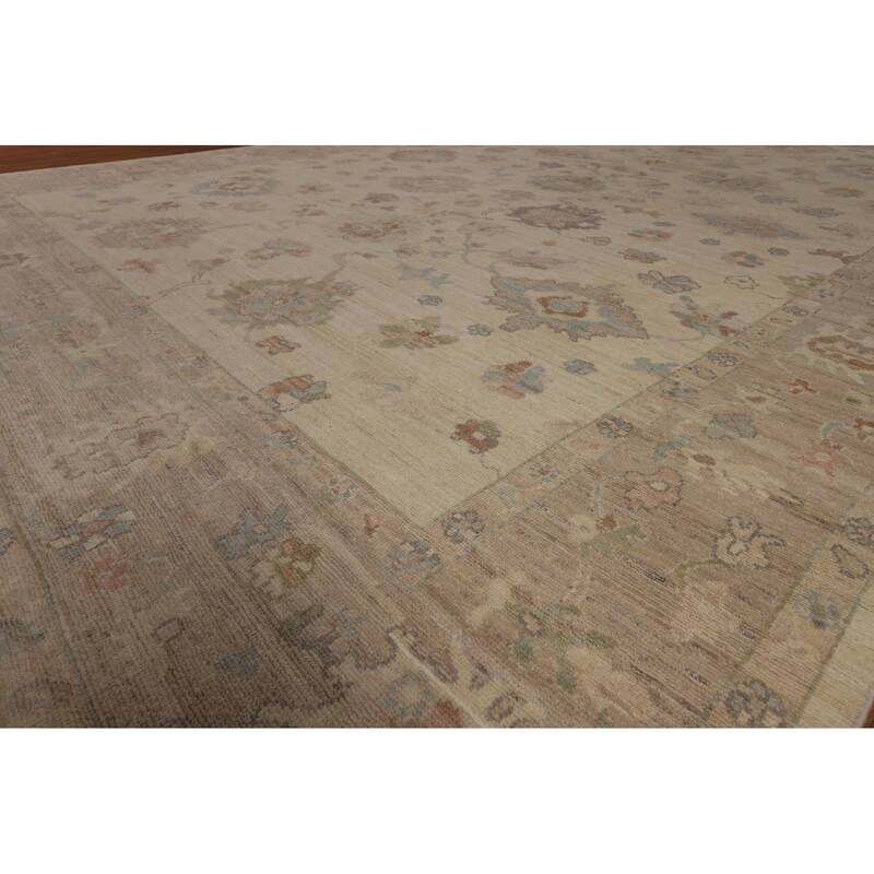 Vegetable Dye Oushak Turkish Large Area Rug Hand-Knotted Wool Carpet - 10'3"x 14'1"