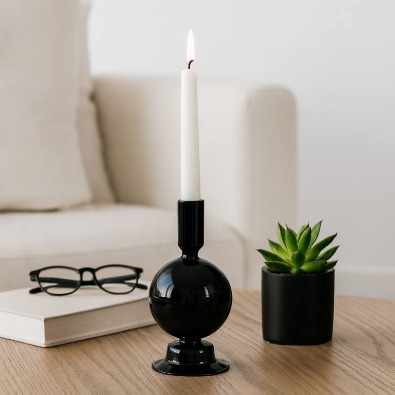 Glass Modern Bubble Taper Candle Holder