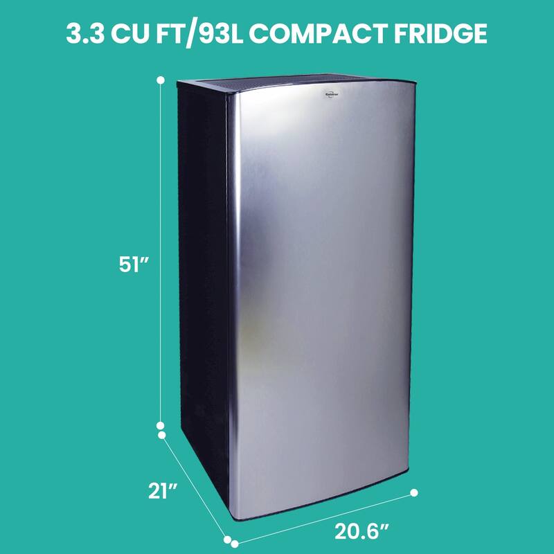 Koolatron Stainless Steel Compact Fridge w/ Freezer, 6.2 cu ft (176L)
