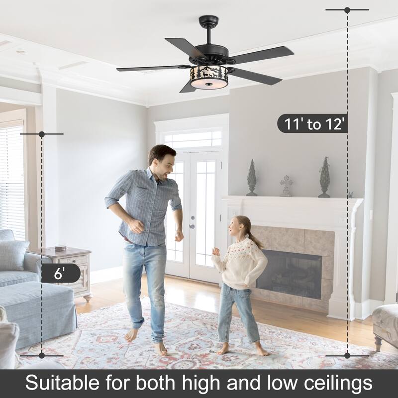 52-inch Reversible 5-Blade Caged Ceiling Fan with Light and Remote