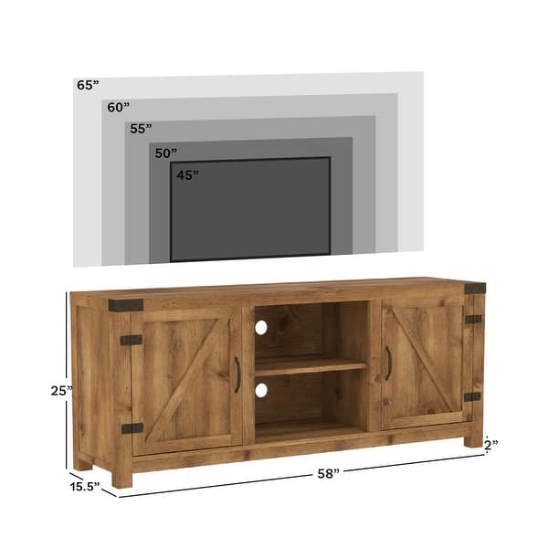 dimension image slide 2 of 8, Middlebrook Firebranch 58-inch Barn Door TV Stand