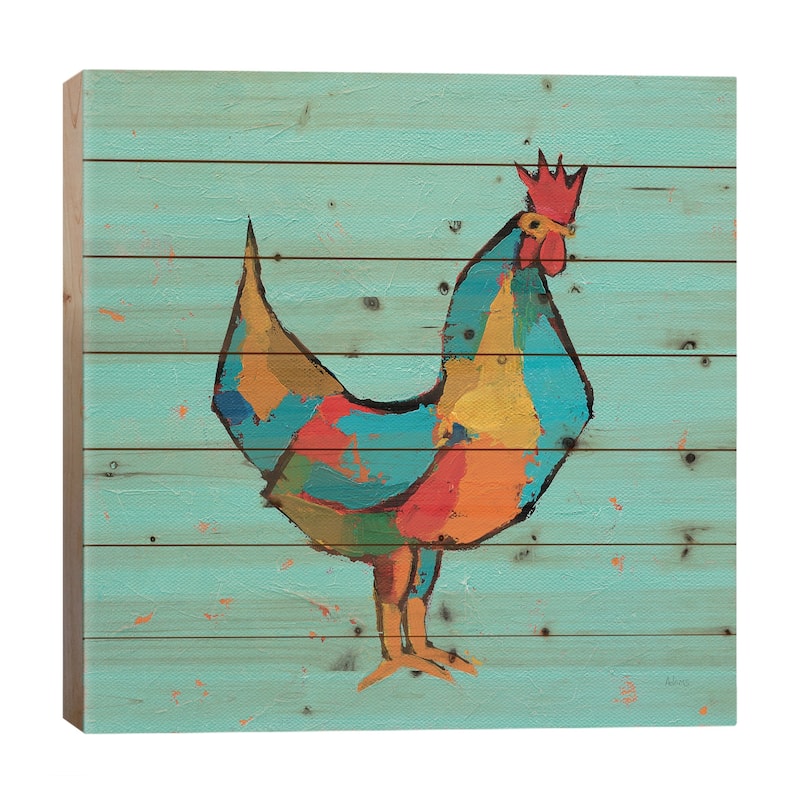 The Strutter Print On Wood by Phyllis Adams - Multi-Color - 26x26x1.5