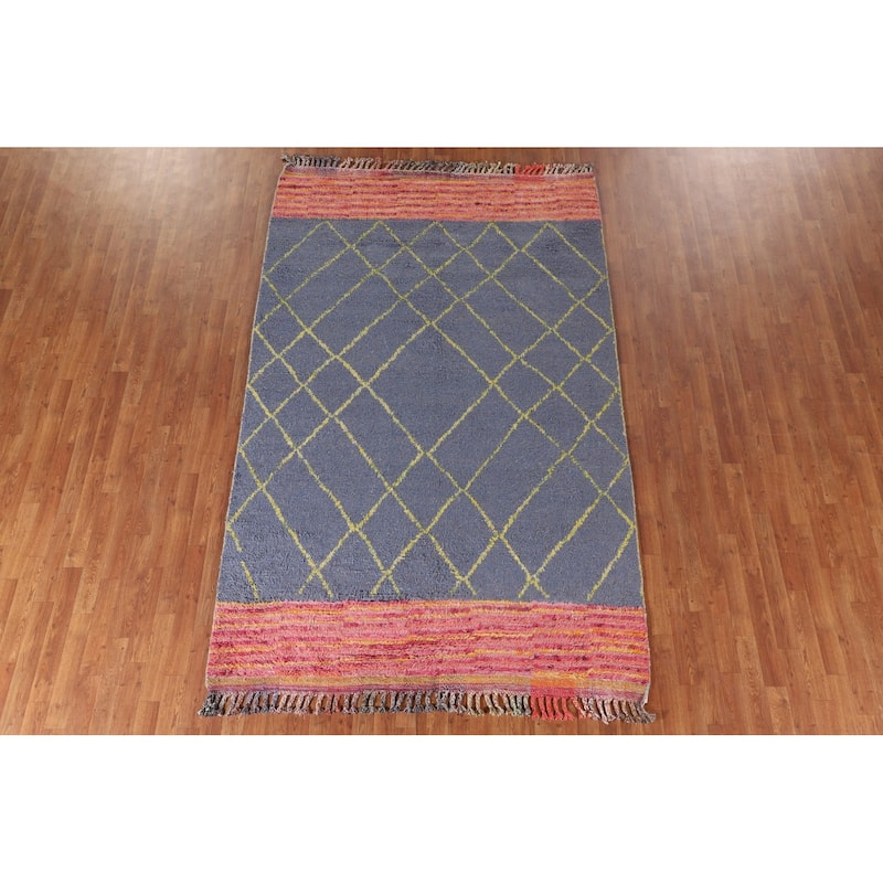 Trellis / Moroccan Style Area Rug Hand-Knotted Wool Carpet - 5'11" x 9'7"