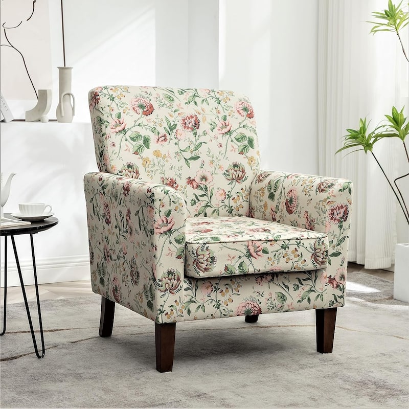 Contemporary Accent Arm Chair with Birch Wood Frame and Microfiber Upholstery