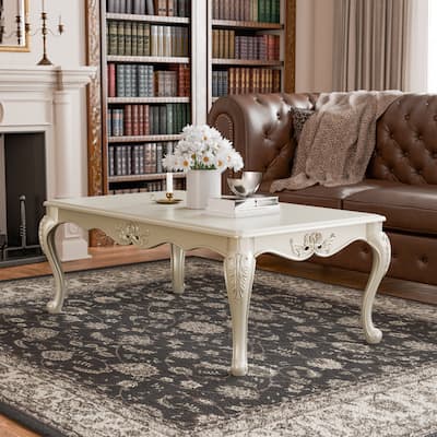 Furniture of America Clarissa Traditional Solid Wood Coffee Table with Carved Legs