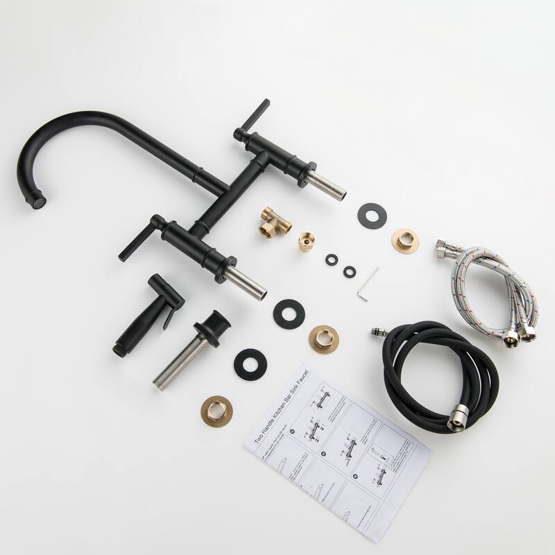 Bridge Double Handles Kitchen Faucet With Side Spray