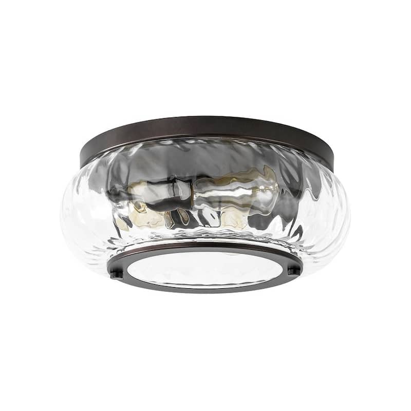 Oil Rubbed Bronze 3-Light Round Glass Flush Mount Ceiling Light