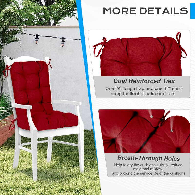 Aoodor Outdoor 42"x 20" x5" Tufted Back Cushions Patio Replacement Chair Cushion, Set of 2