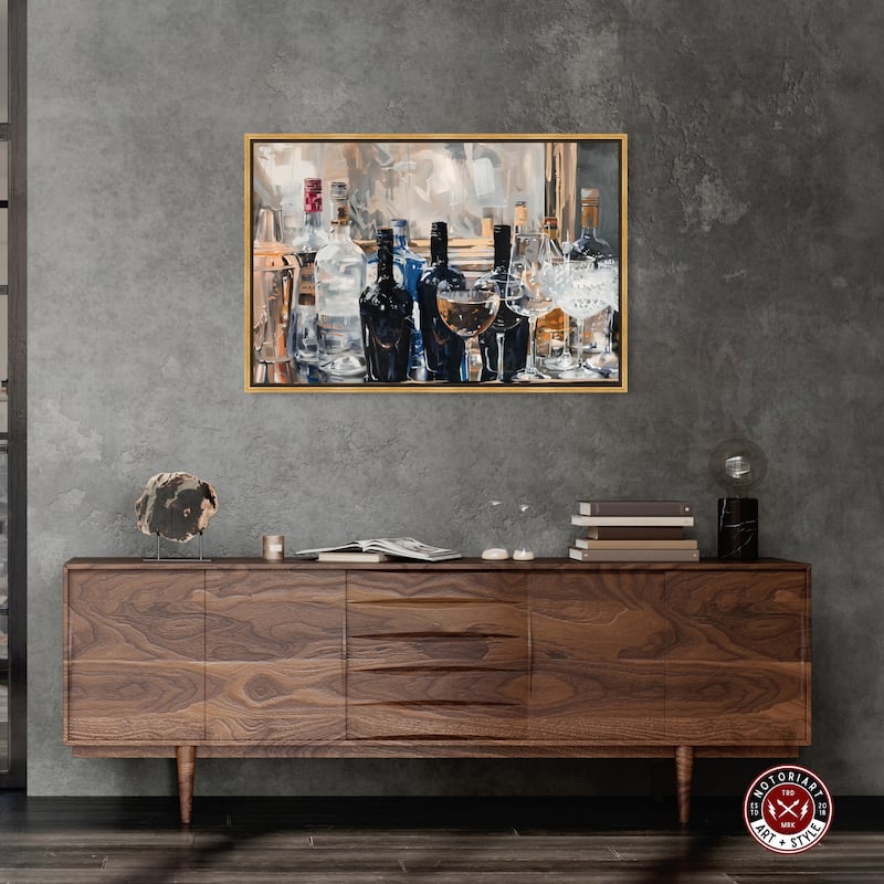 Notoriart Countertop Drinks Framed Bar Cart Art For Men