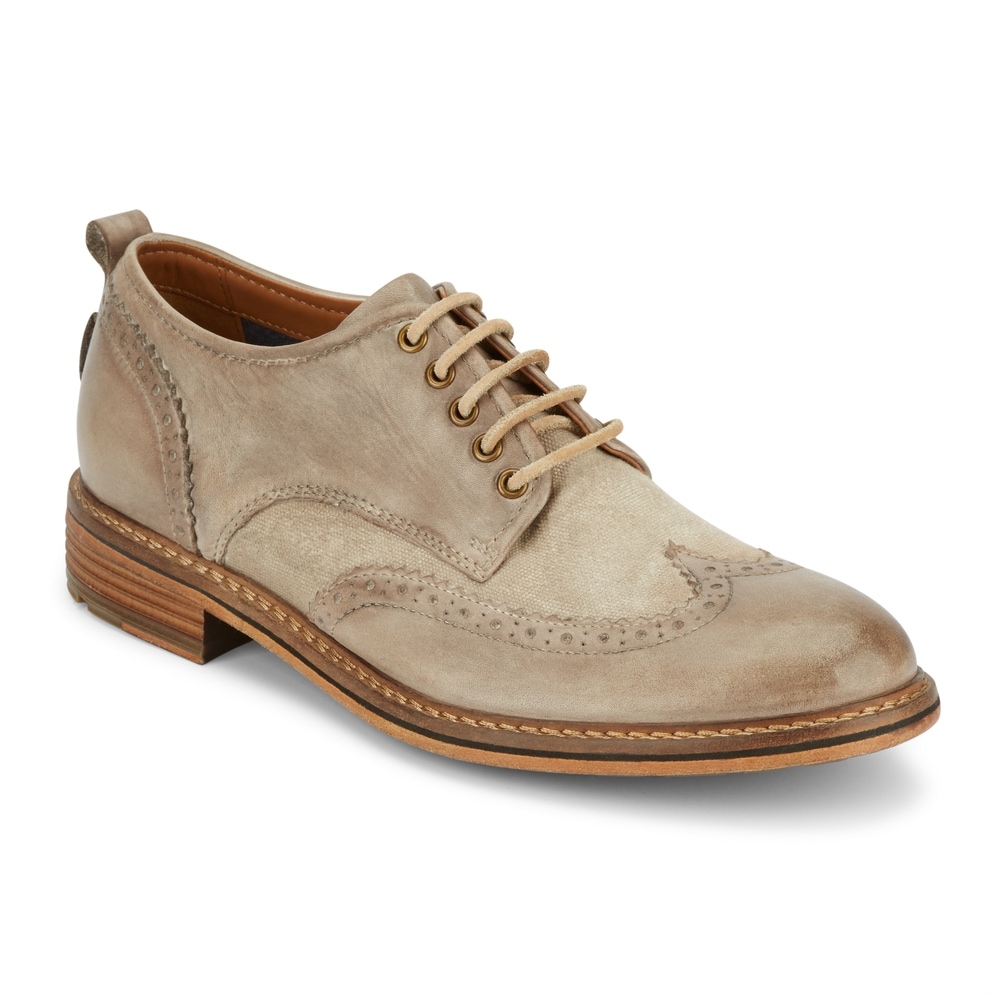 Lucky Brand Mens Hudson Leather Brogued Wingtip Lace-up Oxford Shoe