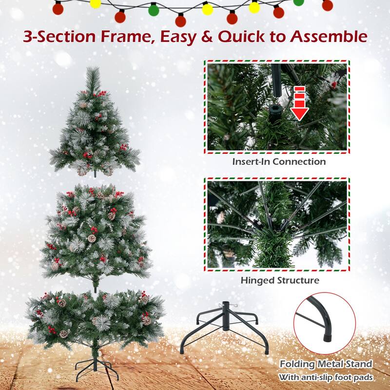 Costway 6 FT Pre-Lit Artificial Christmas Tree Hinged with Pine - See Details