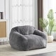 preview thumbnail 1 of 11, Christopher Knight Home- Emma Faux Fur Foam Bean Bag Chair Gray