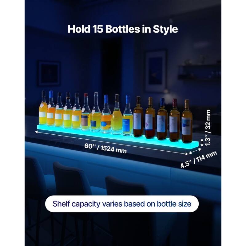 Acrylic LED Wine Bottle Shelf Wall-Mount with Remote