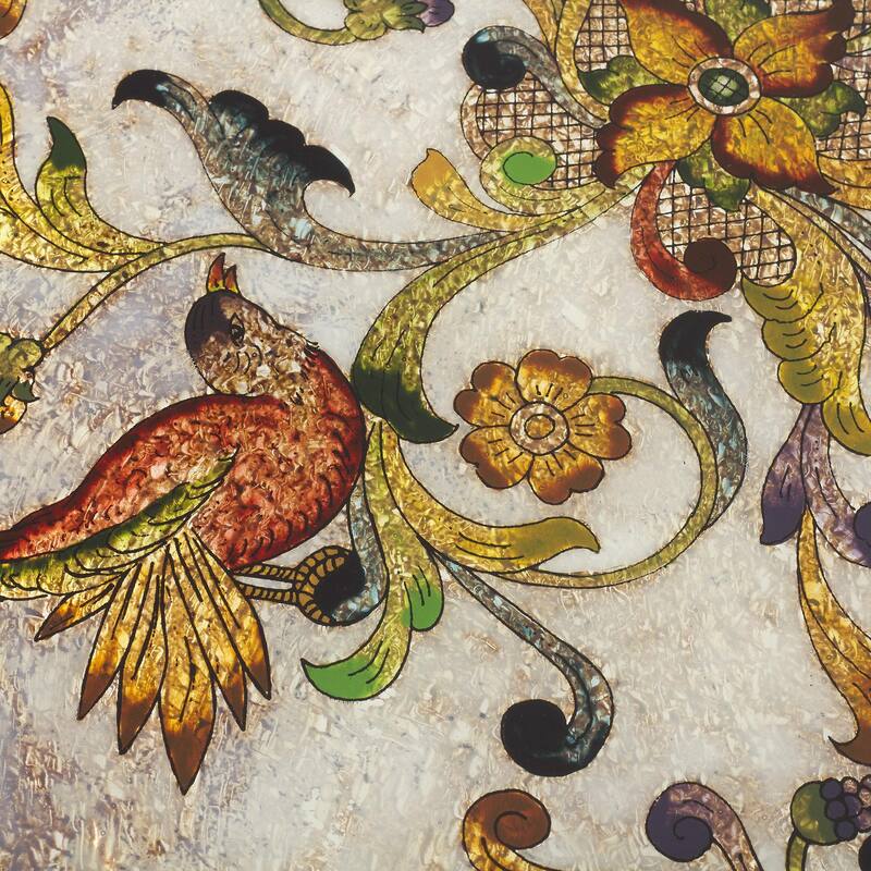 Novica Handmade Birds Of Dawn Reverse-Painted Glass Tray