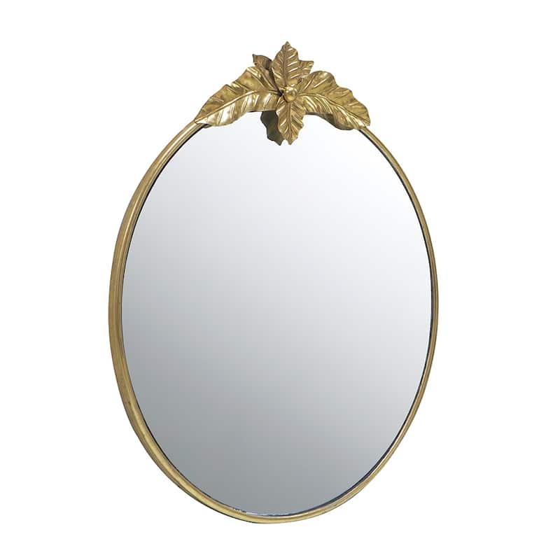 Arched Wall Decor Mirror with Metal Frame - Gold