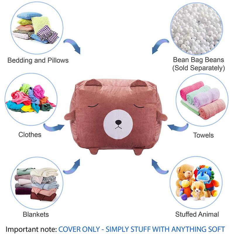 Stuffed Animal Storage Bean Bag Chair Cover only for Kids, Toy Holder